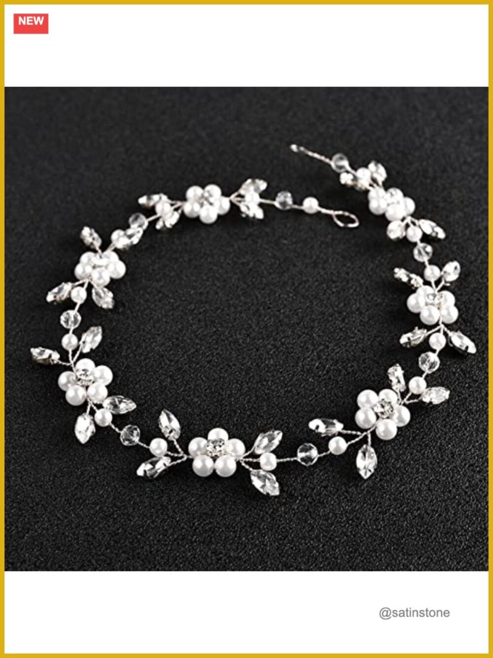 Pearl Rhinestone Headband Crystal Flower Wedding Hair Accessory